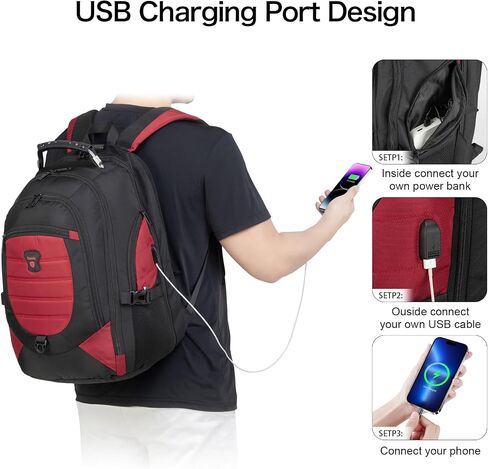 Tzowla Travel Laptop Backpack for Men&Women,17.3" Computer Water Resistant Anti Theft TSA Friendly Backpacks with Lock and USB Charging Port,College Business Work Hiking Bookbag Daypack,Dark Grey in Saudi Arabia