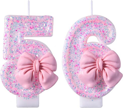 56th 65th Birthday Candles, Gold 65 56 Year Old Number Birthday Candles, Happy Birthday Party Cake Topper Decoration Gifts for Women Men in Kuwait