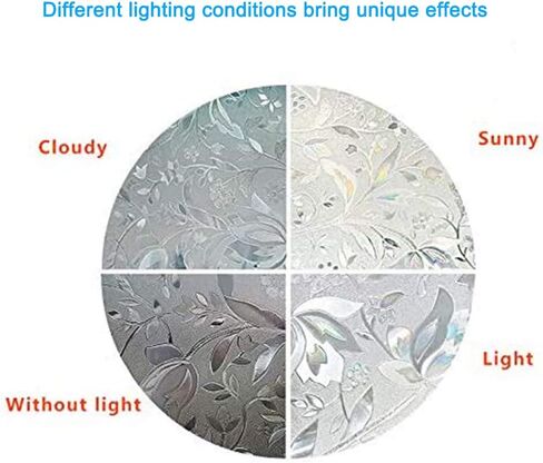 Window Privacy Film 3D Tulip Flower Window Sticker Rainbow Color Glass Film for Bathroom Home Office Removable Static Cling Door Window Covering Anti UV Window Decals (17.5'' X 157'') in Saudi Arabia