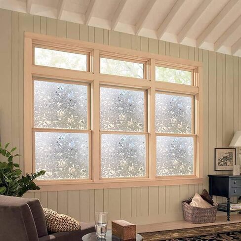 Window Privacy Film 3D Tulip Flower Window Sticker Rainbow Color Glass Film for Bathroom Home Office Removable Static Cling Door Window Covering Anti UV Window Decals (17.5'' X 157'') in Saudi Arabia
