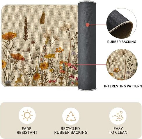 Artoid Mode Flowes Fall Kitchen Mats مجموعة من 2، سجاد مطبخ منخفض المستوى لديكور المنزل الخريفي للأرضية - 17x29 و17x47 بوصة in Saudi Arabia