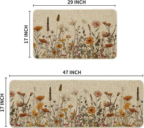 Artoid Mode Flowes Fall Kitchen Mats مجموعة من 2، سجاد مطبخ منخفض المستوى لديكور المنزل الخريفي للأرضية - 17x29 و17x47 بوصة in Saudi Arabia