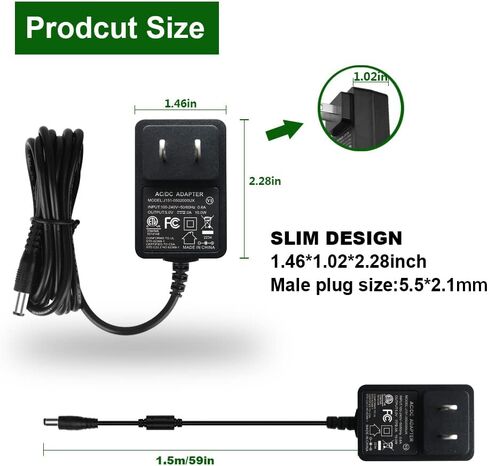 AC to DC 5V 2A Power Supply Adapter, Plug 5.5mm x 2.1mm, with 3.5mm x 1.35mm Connector, UL Listed FCC in Kuwait