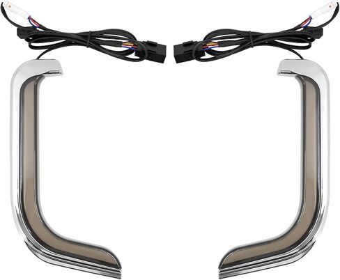 HDBUBALUS Motorcycle Lower Grills Leg Fairing Light LED Turn Signal Running Light Fit For Harley Touring Street Glide Road Glide Electra Glide FLHTK FLTRU 2006-2013 (Color: Chrome) in Saudi Arabia