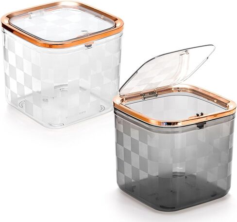 SOUJOY 2 علبة قمامة صغيرة، علبة قمامة صغيرة لسطح المكتب مع غطاء ضغط، سلة قمامة النفايات، موزع سلة مهملات بلاستيكية للكونترتوب، الحمام، الزينة، سطح المكتب، الطاولة أو طاولة القهوة in Kuwait