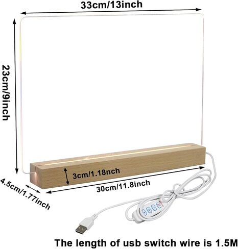 لوحة مسح جافة من الأكريليك مع حامل مضيء مقاس 13 × 9 بوصة لوحة رسائل LED قابلة للتعديل مع 3 أوضاع إضاءة لوحة ملاحظات سطح المكتب واضحة مع 5 علامات مسح جافة للمكتب والمدرسة والمنزل in Kuwait