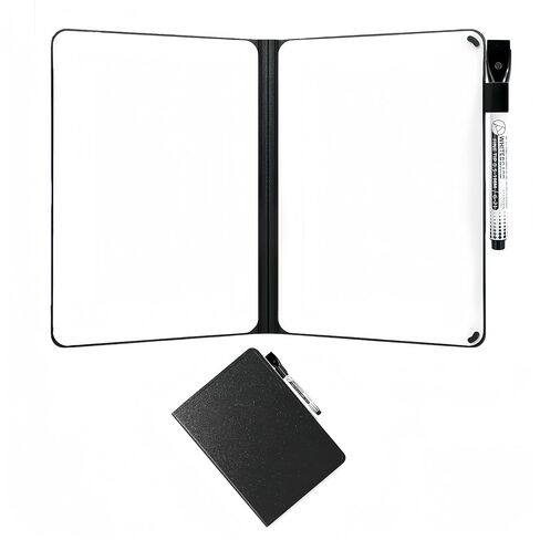 White Board Notebook, A5 Sliding Portable Dry Erase Board, Erasable Double Sided Office Mini Whiteboard with Marker Pen Suitable for Study Meetings Draft Notes Doodle. (Black) in Saudi Arabia