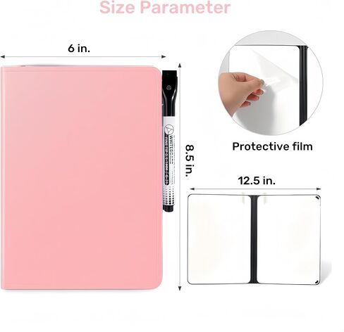 White Board Notebook, A5 Sliding Portable Dry Erase Board, Erasable Double Sided Office Mini Whiteboard with Marker Pen Suitable for Study Meetings Draft Notes Doodle. (Black) in Saudi Arabia
