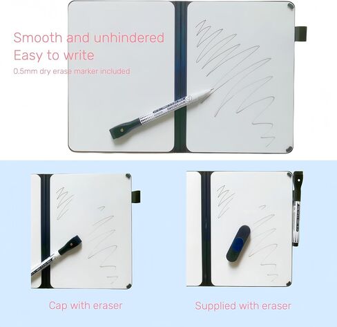 White Board Notebook, A5 Sliding Portable Dry Erase Board, Erasable Double Sided Office Mini Whiteboard with Marker Pen Suitable for Study Meetings Draft Notes Doodle. (Black) in Saudi Arabia