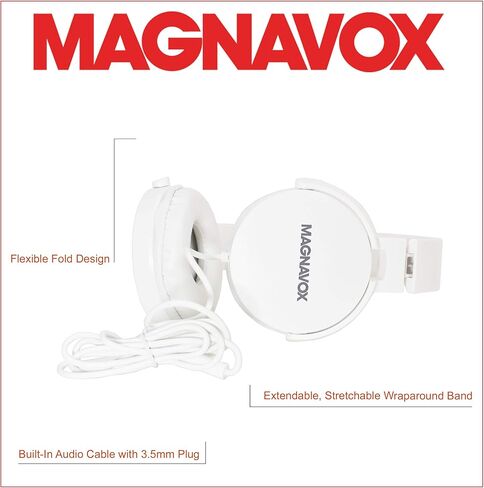 سماعات رأس ستيريو مع ميكروفون من ماجنافوكس MHP5026M-WH باللون الأبيض in Kuwait