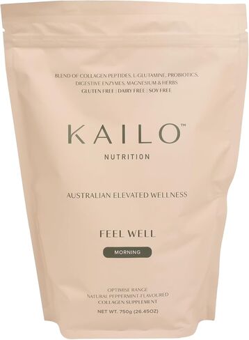 KAILO Nutrition - Feel Well Collagen - Peppermint Flavored with Magnesium Glycinate, L-Glutamine, Protein, and Probiotics, and Aloe Vera to Soothe and Promote Gut Health - 26 oz. in Saudi Arabia
