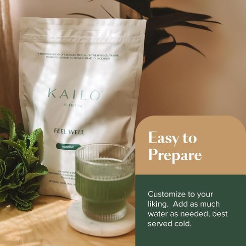 KAILO Nutrition - Feel Well Collagen - Peppermint Flavored with Magnesium Glycinate, L-Glutamine, Protein, and Probiotics, and Aloe Vera to Soothe and Promote Gut Health - 26 oz. in Saudi Arabia