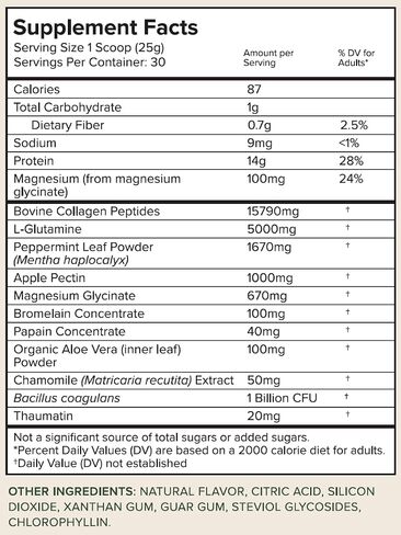 KAILO Nutrition - Feel Well Collagen - Peppermint Flavored with Magnesium Glycinate, L-Glutamine, Protein, and Probiotics, and Aloe Vera to Soothe and Promote Gut Health - 26 oz. in Saudi Arabia