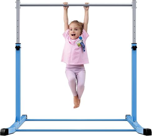 Mosebears Gymnastics Bar,Home Gymnastics Equipment for Kids Ages 3-15,Steady Steel Construction, Anti-Slip, Easy to Assemble, 3' to 5' Adjustable Height in Saudi Arabia