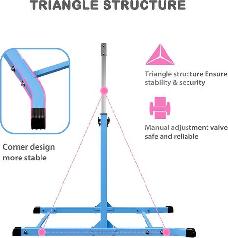 Mosebears Gymnastics Bar,Home Gymnastics Equipment for Kids Ages 3-15,Steady Steel Construction, Anti-Slip, Easy to Assemble, 3' to 5' Adjustable Height in Saudi Arabia