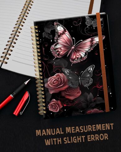 Ruled Spiral Writing Notebook,A5 Hardcover Lined College Journal for Women Lady Girl,Strong Twin-Wire Binding with Premium Paper,8.4" X 6",Perfect for School,Office,Home Gifts(rose gold butterfly) in Kuwait