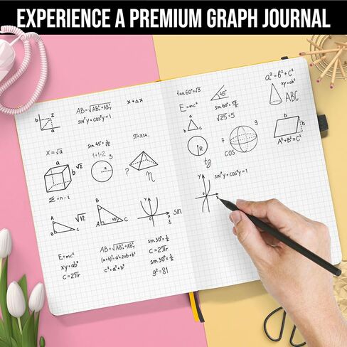 Scribbles That Matter Graph paper journal for writing| 150 pages, 120gsm Thick Paper with Sticky Notes, 2 bookmarks, pen holder, elastic band, (V) leather hard cover graph notebook,5.75x8.2 inches in Saudi Arabia
