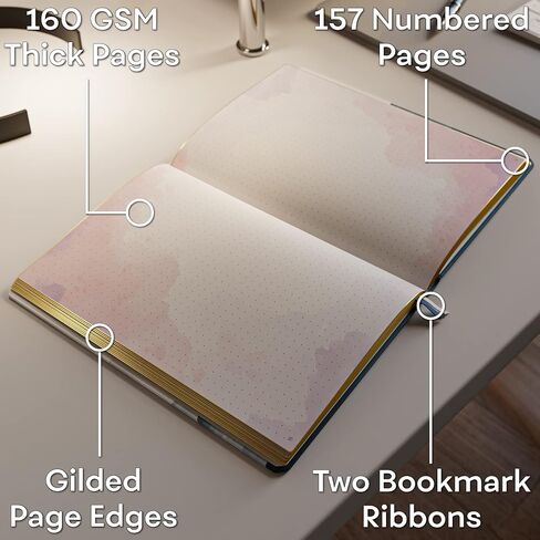 Sort Out My Life A5 Dot Grid Notebook, 160GSM, Unique Watercolor Background Color Pages, 157 Numbered Pages, Key and Contents Included, Hardcover Thick Journal, Lay-Flat Design, 8.25 x 5.75 inches in Kuwait