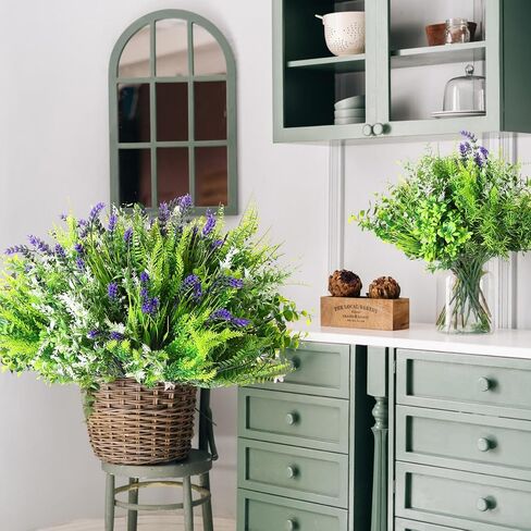 Ceenna 32 Bundles Artificial Plants Fake Bushes Grass Faux UV Resistant Bulk Plastic Shrubs Wheat Grass Flowers Greenery Outdoor for Vases Farmhouse Garden Decor Wedding Window Hanging Basket in Saudi Arabia