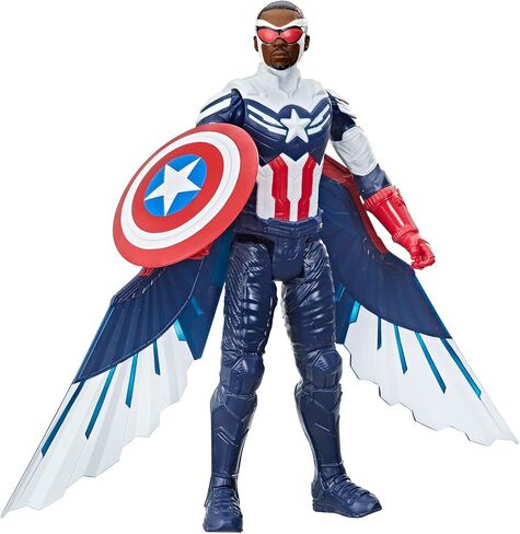 Marvel Titan Hero Series Avengers Captain America Action Figure, 12-Inch Toy, Includes Wings, for Kids Ages 4 and Up in Saudi Arabia