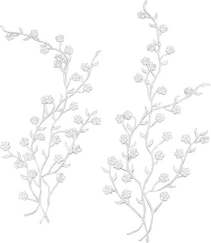 CRASPIRE 2Pcs Flower Blossom Applique Plum Floral Embroidery Patches Lace Fabric Iron on Dresses Cloth Embellishments Accessories for Sewing Repair Embroidered Craft Decoration in Kuwait