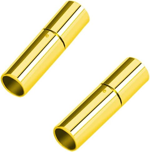 AKOAK Stainless Steel Jewelry Connector 2.2/4.2 mm Hole Tube Hook Clasps for DIY Leather Cord Bracelet Necklace Cord Ends,Pack of 2 (Black, 2.2 mm) in Saudi Arabia