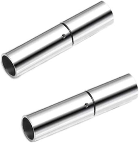 AKOAK Stainless Steel Jewelry Connector 2.2/4.2 mm Hole Tube Hook Clasps for DIY Leather Cord Bracelet Necklace Cord Ends,Pack of 2 (Black, 2.2 mm) in Saudi Arabia