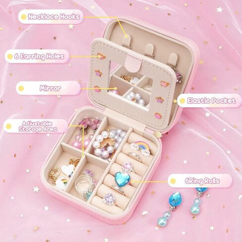 Girls Jewelry Box Blue Mermaid Jewelry Box Kids Travel Jewelry Case with Mirror, Mermaid Gifts Girls Birthday Gifts Jewelry Organizer for Display Storage Ring, Pendant, Earring, Necklace, Bracelet in Saudi Arabia