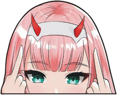 ملصق سيارة أنيمي، ملصق فينيل مقاوم للماء، Darling in The Franxx، بدون إصبعين متوسطين، 7.5 × 5.1 بوصة in Kuwait