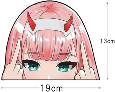 ملصق سيارة أنيمي، ملصق فينيل مقاوم للماء، Darling in The Franxx، بدون إصبعين متوسطين، 7.5 × 5.1 بوصة in Kuwait