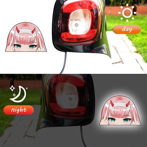 ملصق سيارة أنيمي، ملصق فينيل مقاوم للماء، Darling in The Franxx، بدون إصبعين متوسطين، 7.5 × 5.1 بوصة in Kuwait