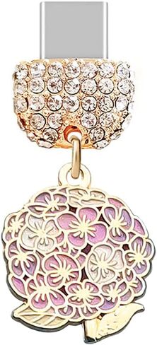 ELISE & FONDA TP212 Type-C USB منفذ شحن كريستال مضاد للغبار قابس صغير على شكل زهرة الكوبية للهاتف الخلوي لهواتف Samsung Galaxy/Huawei/OnePlus/Xiaomi/oppo Android (متعدد) in Saudi Arabia