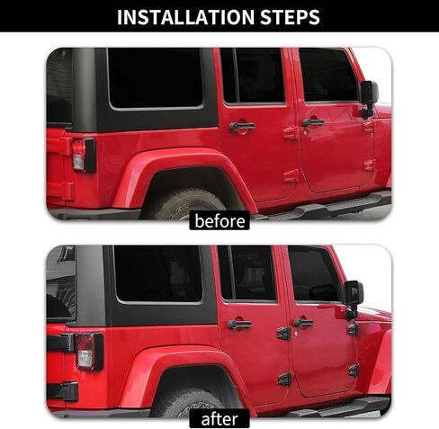 Hoolcar Door Hinge Engine Hood Hinge Tailgate Hinge Cover Trim ABS Exterior Kit Accessories Compatible with 2007-2017 Jeep Wrangler JK JKU, Black, 12PCs in Saudi Arabia