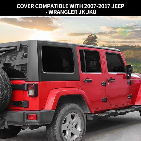 Hoolcar Door Hinge Engine Hood Hinge Tailgate Hinge Cover Trim ABS Exterior Kit Accessories Compatible with 2007-2017 Jeep Wrangler JK JKU, Black, 12PCs in Saudi Arabia