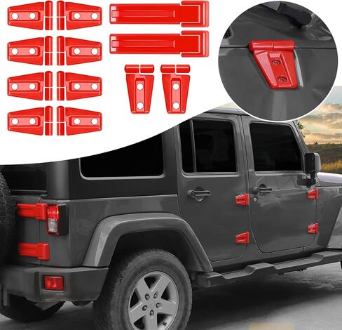 Hoolcar Door Hinge Engine Hood Hinge Tailgate Hinge Cover Trim ABS Exterior Kit Accessories Compatible with 2007-2017 Jeep Wrangler JK JKU, Black, 12PCs in Saudi Arabia