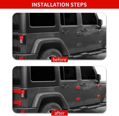 Hoolcar Door Hinge Engine Hood Hinge Tailgate Hinge Cover Trim ABS Exterior Kit Accessories Compatible with 2007-2017 Jeep Wrangler JK JKU, Black, 12PCs in Saudi Arabia