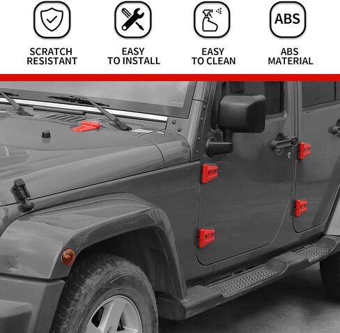 Hoolcar Door Hinge Engine Hood Hinge Tailgate Hinge Cover Trim ABS Exterior Kit Accessories Compatible with 2007-2017 Jeep Wrangler JK JKU, Black, 12PCs in Saudi Arabia
