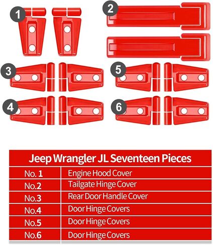 Hoolcar Door Hinge Engine Hood Hinge Tailgate Hinge Cover Trim ABS Exterior Kit Accessories Compatible with 2007-2017 Jeep Wrangler JK JKU, Black, 12PCs in Saudi Arabia
