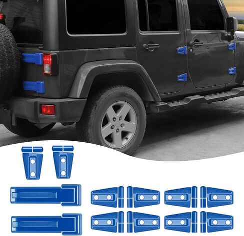Hoolcar Door Hinge Engine Hood Hinge Tailgate Hinge Cover Trim ABS Exterior Kit Accessories Compatible with 2007-2017 Jeep Wrangler JK JKU, Black, 12PCs in Saudi Arabia