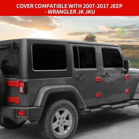 Hoolcar Door Hinge Engine Hood Hinge Tailgate Hinge Cover Trim ABS Exterior Kit Accessories Compatible with 2007-2017 Jeep Wrangler JK JKU, Black, 12PCs in Saudi Arabia