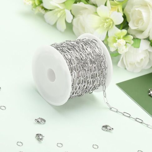 SMYHTGLIF سلسلة ذهبية من الفولاذ المقاوم للصدأ بطول 5 أمتار لصنع المجوهرات كابل مشبك ورق صناعة المجوهرات سلاسل قلادة سوار نتائج سلسلة المجوهرات in Kuwait