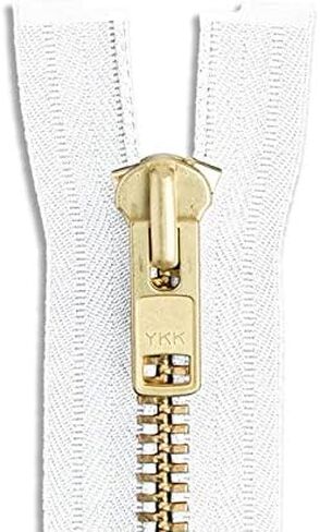22" Brass Jacket Zipper White Brass One-Way Separating Zippers in Saudi Arabia
