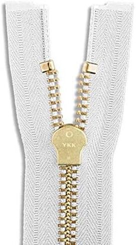 22" Brass Jacket Zipper White Brass One-Way Separating Zippers in Saudi Arabia
