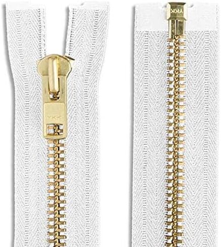 22" Brass Jacket Zipper White Brass One-Way Separating Zippers in Saudi Arabia