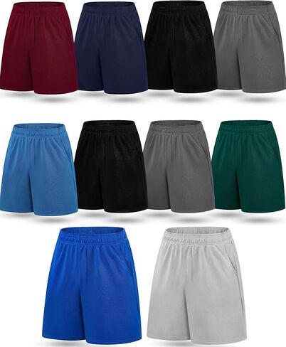 10 Pack Athletic Shorts for Men Workout Gym Shorts Basketball Running Shorts with Pockets Elastic Waistband in Saudi Arabia