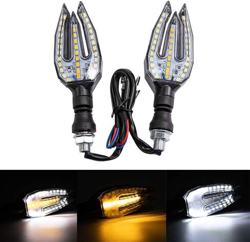 Evomosa ضوء صغير للدراجات النارية بدوره إشارات أضواء العالمي للدراجات النارية مؤشر LED الوامض مصباح (2 قطعة) (أبيض) in Saudi Arabia