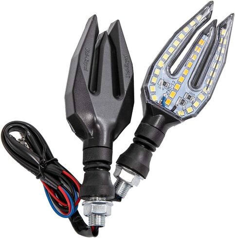 Evomosa ضوء صغير للدراجات النارية بدوره إشارات أضواء العالمي للدراجات النارية مؤشر LED الوامض مصباح (2 قطعة) (أبيض) in Saudi Arabia