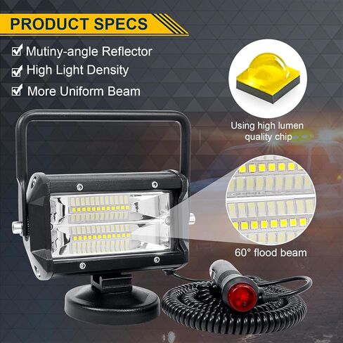 RIGIDON 6.5 Inch 36W LED Work Light with Magnet Base Waterproof Spot Light 12V 24V Offroad Lighting LED Fog Lights for Car SUV ATV Tractor Boat Truck 4x4 Camping in Saudi Arabia