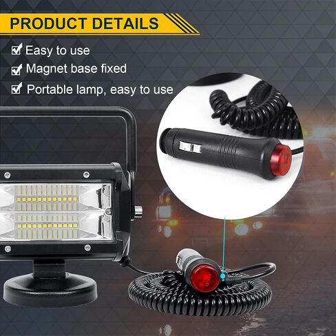 RIGIDON 6.5 Inch 36W LED Work Light with Magnet Base Waterproof Spot Light 12V 24V Offroad Lighting LED Fog Lights for Car SUV ATV Tractor Boat Truck 4x4 Camping in Saudi Arabia