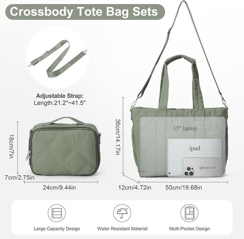 Laptop Tote Bag for Women, Quilted Work Tote Bag 15.6 Inch Laptop Compartment Shoulder Bag, Top Handle Handbag in Saudi Arabia